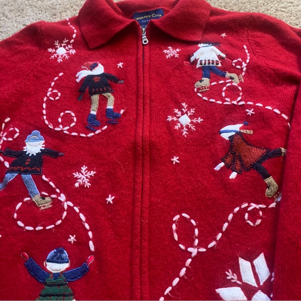 Vintage Charter Club Skates Sweater Full Zip Snowflake Sweater - Picture 6 of 12